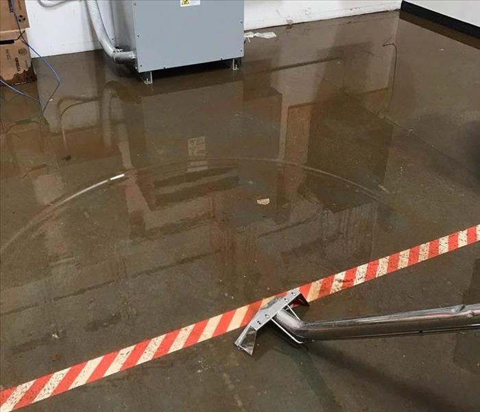 Standing water in warehouse.